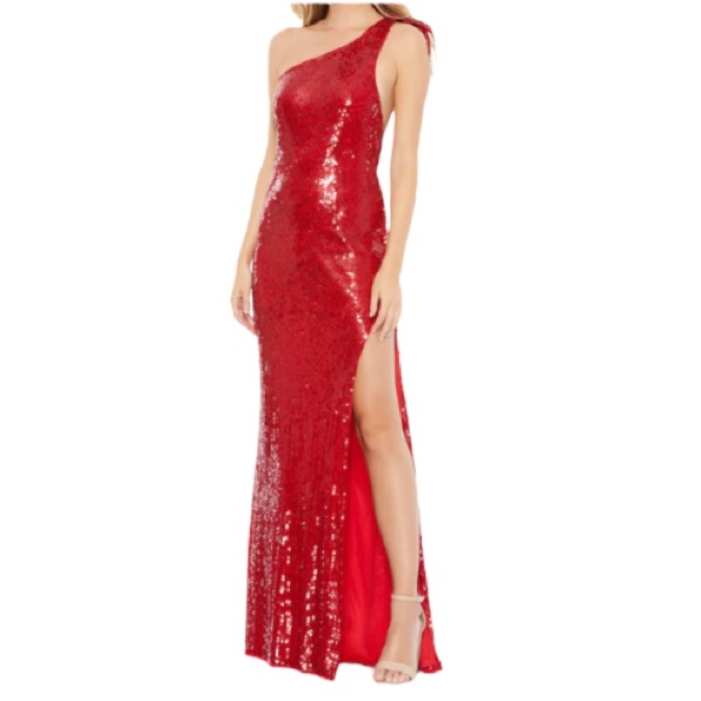 Mac Duggal Red One Shoulder Dress